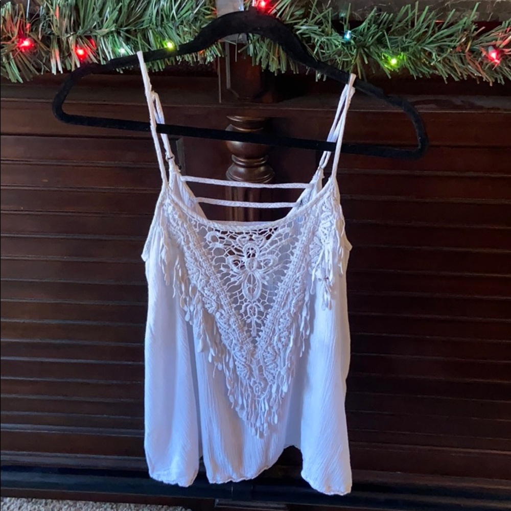 White front lace top